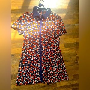 Allegra K Navy and Coral Floral Dress
